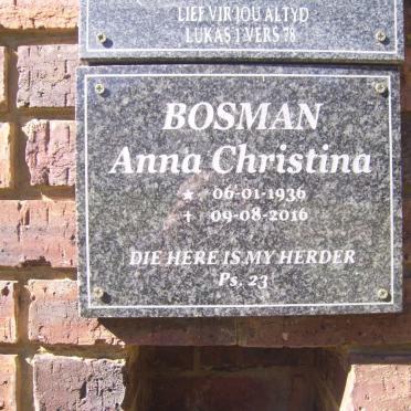BOSMAN Anna Christina 1936-2016