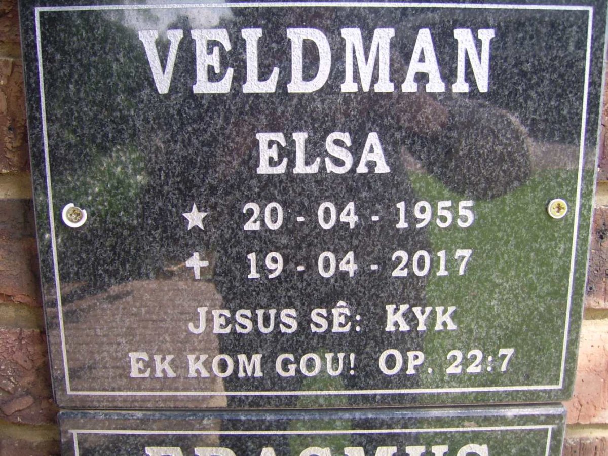 VELDMAN Elsa 1955-2017