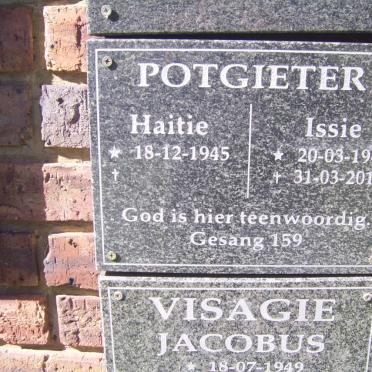 POTGIETER Haitie 1945- &amp; Issie 1947-2017
