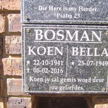 BOSMAN Koen 1941-2016 &amp; Bella 1949-