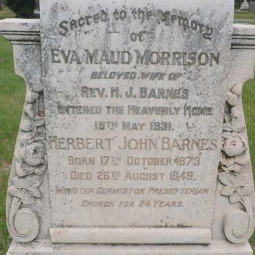 BARNES Herbert John 1873-1948 &amp; Eva Maud MORRISON -1931