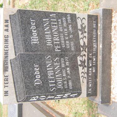 BOTHMA Stephanus Johannes 1899-1973 Johanna Petronella BOTHA 1909-1994