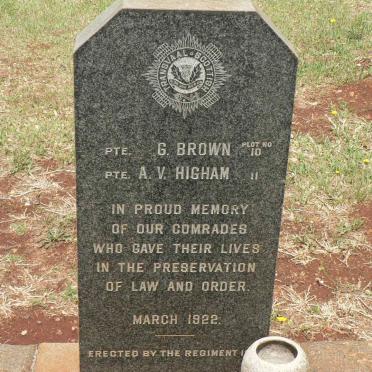 BROWN G. -1922 :: HIGHAM A.V. -1922