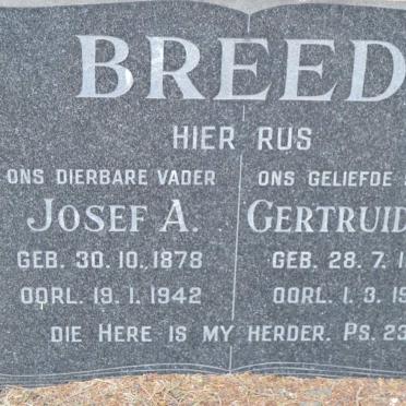 BREED Josef A. 1878-1942 :: BREED Gertruida M. 1908-1975