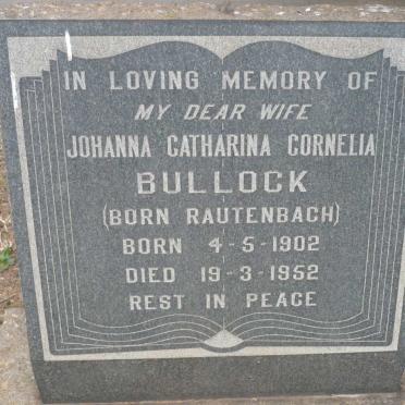 BULLOCK Johanna Catharina Cornelia nee RAUTENBACH 1902-1952