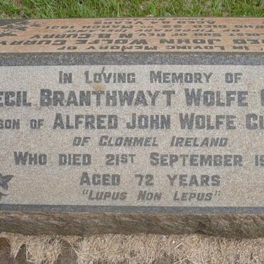 CURRY Cecil Branthwayt Wolfe -1967