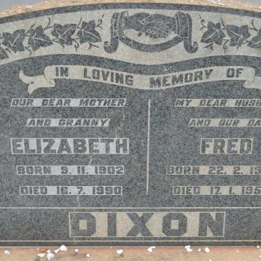 DIXON Fred 1904-1959 &amp; Elizabeth 1902-1990