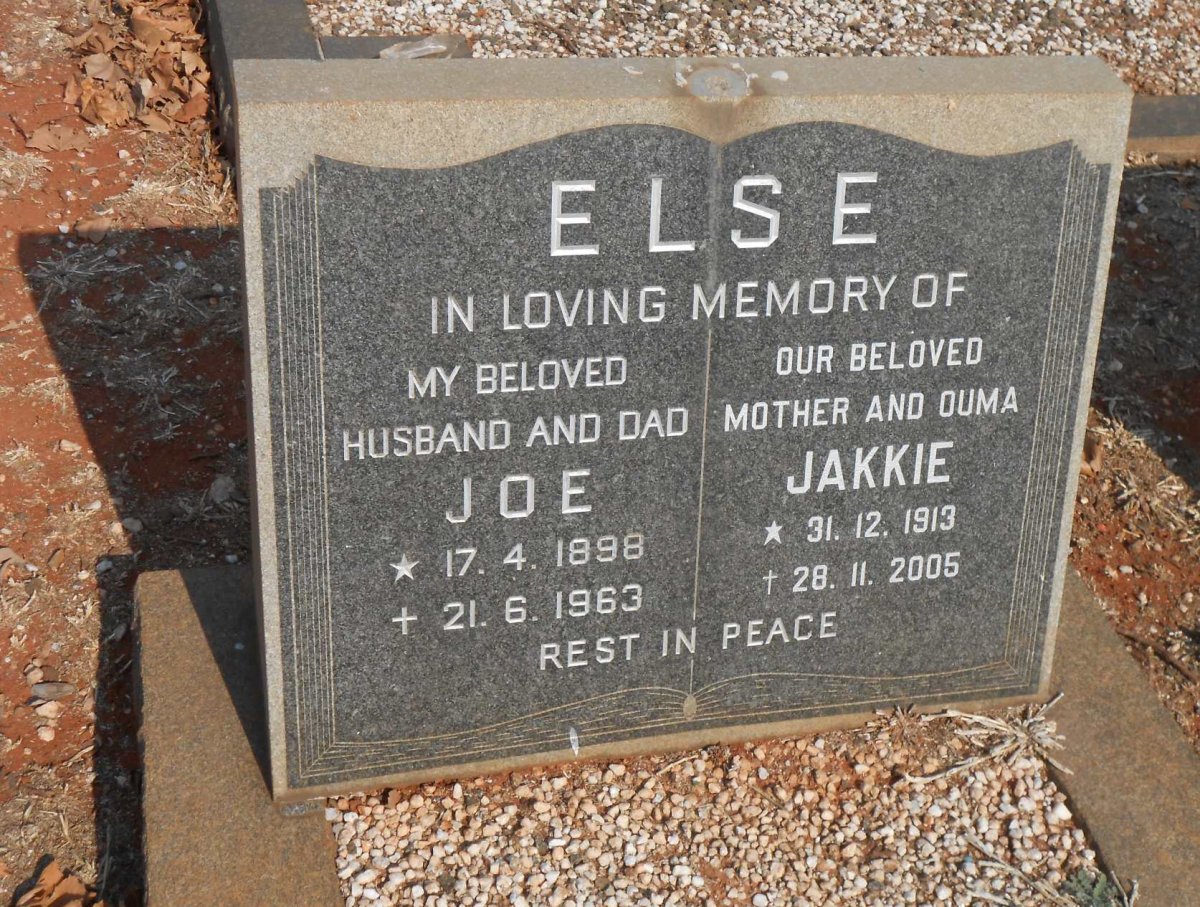 ELSE Joe 1898-1963 &amp; Jakkie 1913-2005