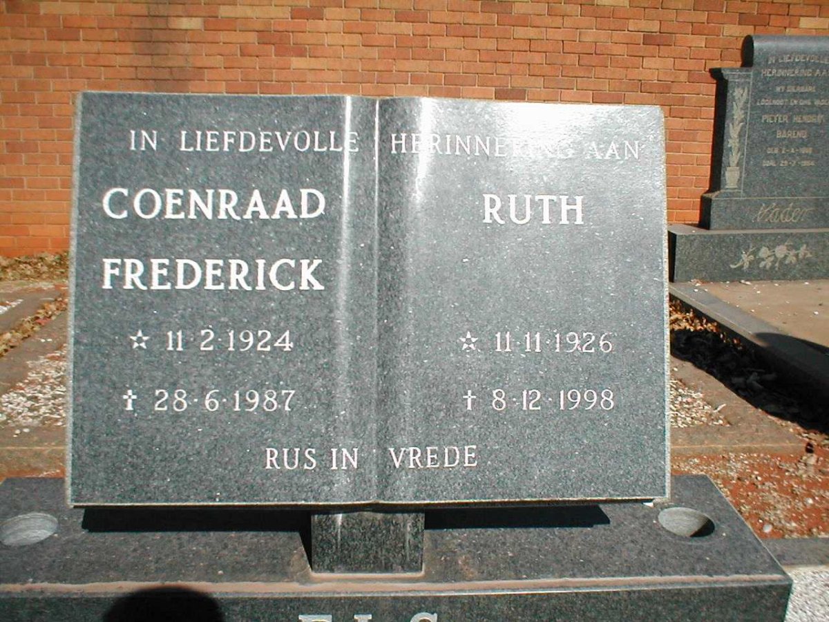 ELS Coenraad Frederick 1924-1987 &amp; Ruth 1926-1998