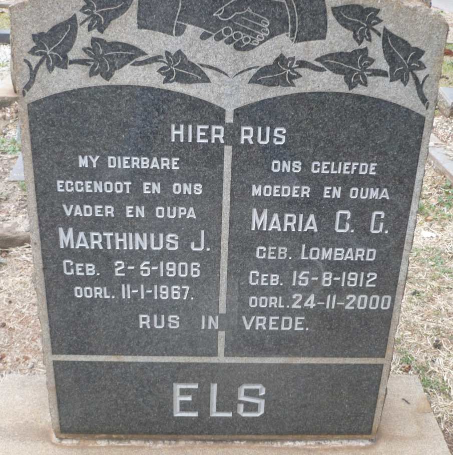 ELS Marthinus J. 1906-1967 &amp; Maria C.G. 1912-2000