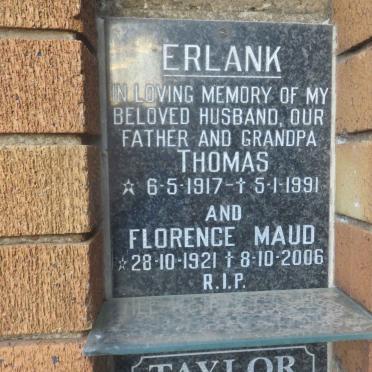 ERLANK Thomas 1917-1991 &amp; Florence Maud 1921-2006