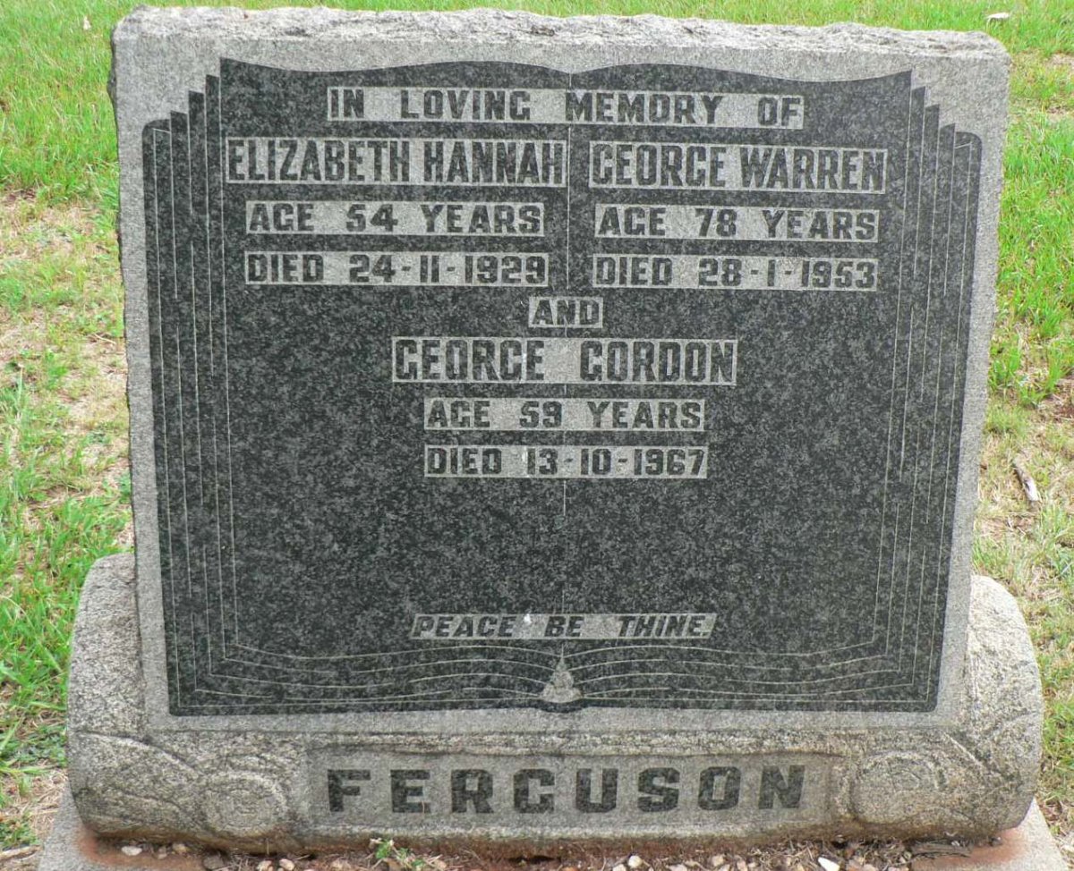 FERGUSON George Warren -1953 &amp; Elizabeth Hannah -1929 :: FERGUSON George Gordon -1967