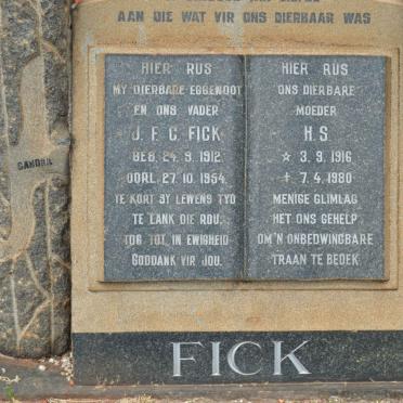 FICK J.F.C. 1912-1954 &amp; H.S. 1916-1980