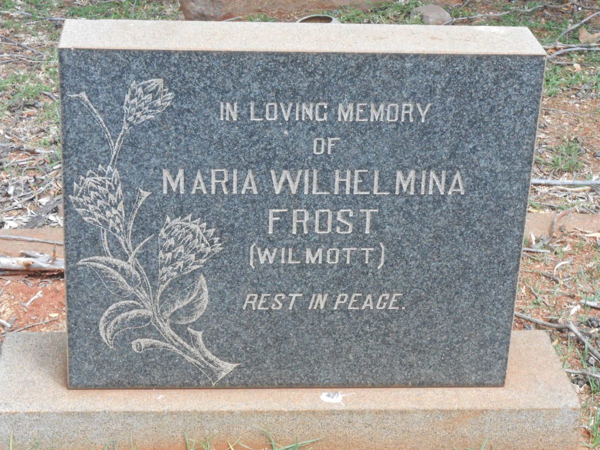 FROST Maria Wilhelmina nee WILMOTT