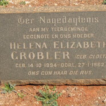 GROBLER Helena Elizabeth nee CLOETE 1894-1962