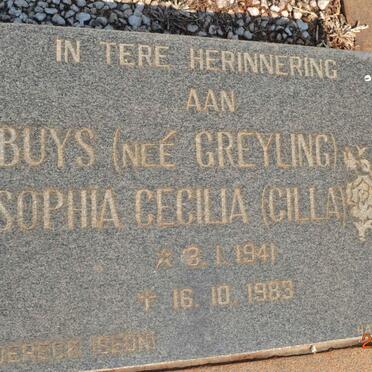 BUYS Sophia Cecilia nee GREYLING 1941-1983