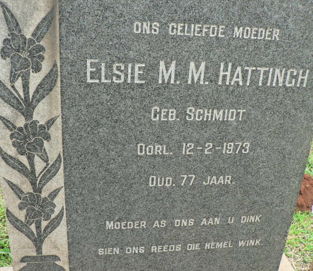 HATTINGH Elsie M.M. nee SCHMIDT -1973