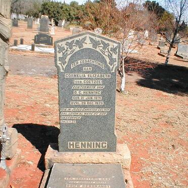 HENNING Douw Gerbrandt 1868-1949 &amp; Cornelia Elizabeth COETZEE 1871-1929