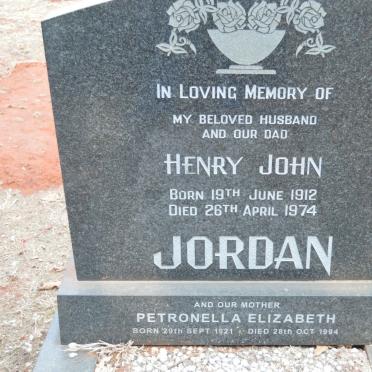 JORDAN Henry John 1912-1974 &amp; Petronella Elizabeth 1921-1994