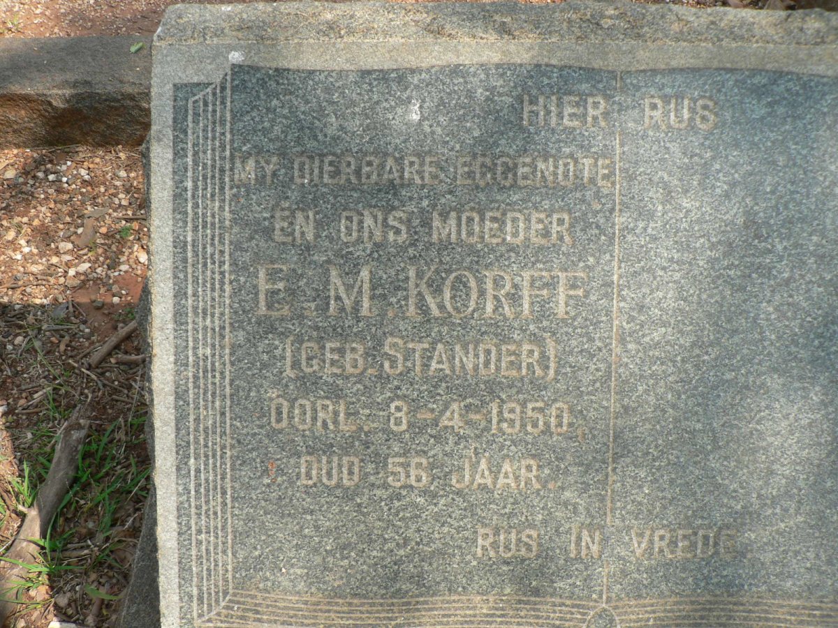 KORFF E.M. nee STANDER -1950