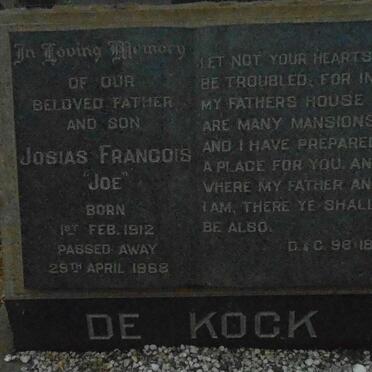 KOCK Josias Francois, de 1912-1968 :: DE KOCK David 1938-1970