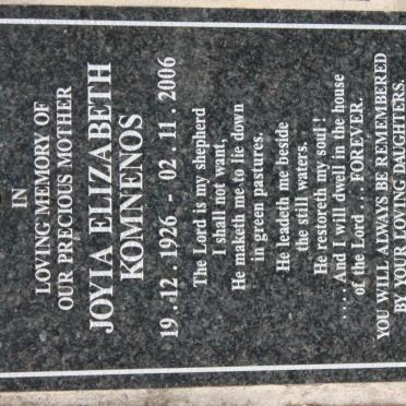 KOMNENOS Joyia Elizabeth 1926-2006