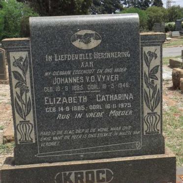 KROG Johannes v.d.Vyver 1885-1946 & Elizabeth Catharina 1885-1975