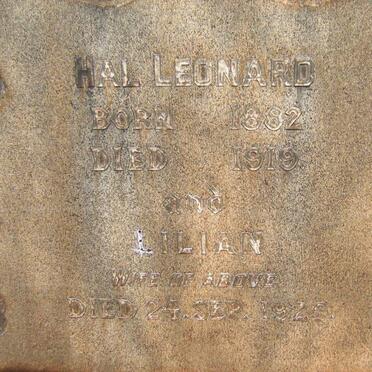 LEONARD Hal 1882-1919 &amp; Lilian -1925