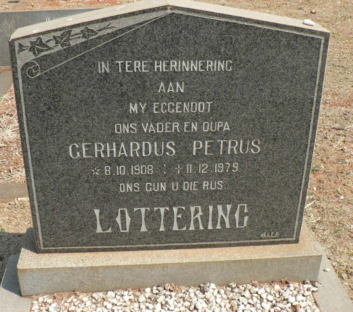 LOTTERING Gerhardus Petrus 1908-1979