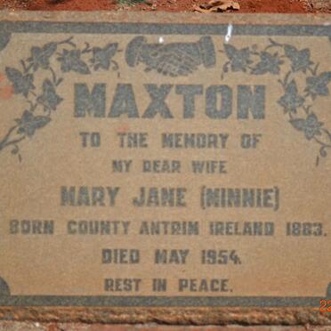 MAXTON Mary Jane 1883-1954