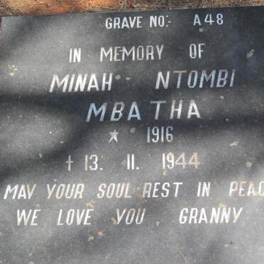 MBATHA Minah Ntombi 1916-1944