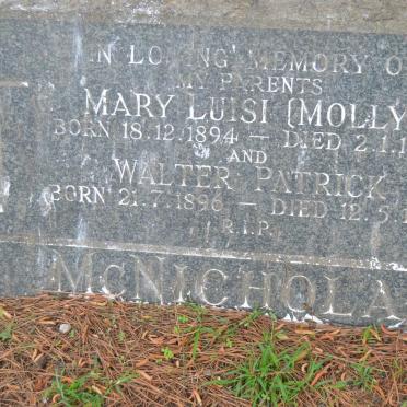 McNICHOLAS Walter Patrick 1896-1963 &amp; Mary Luisi 1894-1963