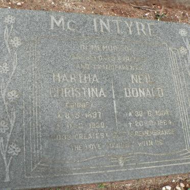 McINTYRE Neil Donald 1904-1984 &amp; Martha Christina 1897-1939