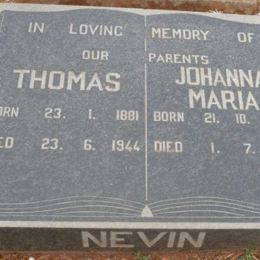 NEVIN Thomas 1881-1944 &amp; Johanna Maria 1892-1974