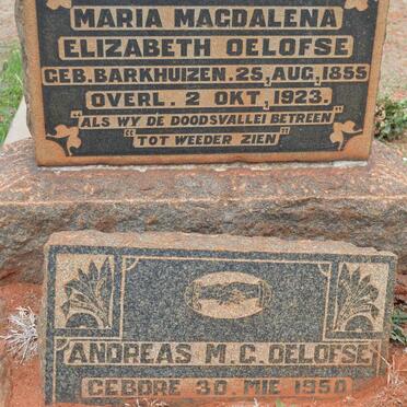 OELOFSE Maria Magdalena Elizabeth nee BARKHUIZEN 1855-1923 :: OELOFSE Andreas M.G. 1950-