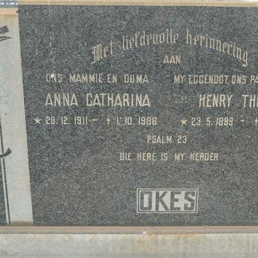 OKES Henry Thomas 1899-1969 &amp; Anna Catharina 1911-1986