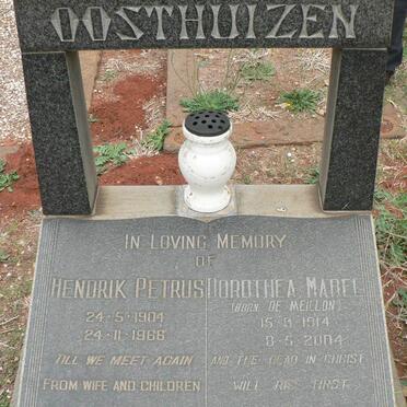 OOSTHUIZEN Hendrik Petrus 1904-1966 &amp; Dorothea Marel DE MEILLON 1914-2004
