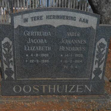 OOSTHUIZEN Johannes Hendrikus 1909-1964 &amp; Gertruida Jacoba Elizabeth 1909-1985
