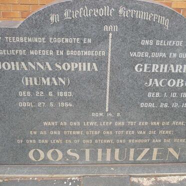 OOSTHUIZEN Gerhardus Jacobus 1891-1979 &amp; Johanna Sophia HUMAN 1893-1954