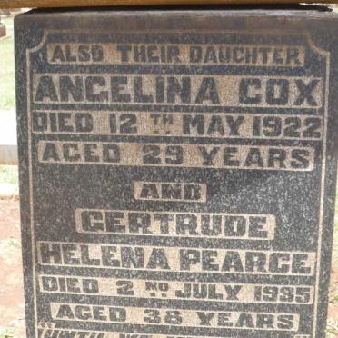 COX Angelina -1922 :: PEARCE Gertrude Helena -1935