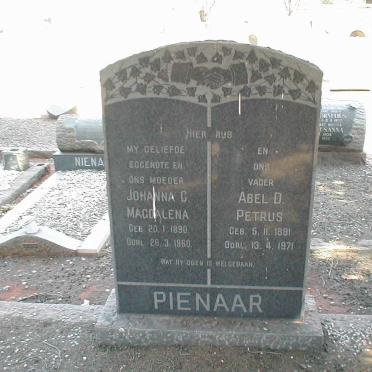 PIENAAR Abel D. Petrus 1891-1971 &amp; Johanna C. Magdalena 1890-1960