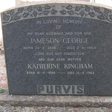 PURVIS Jameson George 1896-1954 &amp; Katherine Kingham 1899-1965