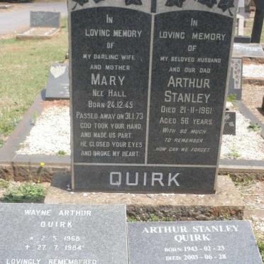 QUIRK Arthur Stanley -1961 &amp; Mary HALL 1945-1973 :: QUIRK Wayne Arthur 1968-1984 :: QUIRK Arthur Stanley 1923-1928