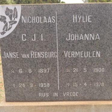 RENSBURG Nicholaas C.J.I., Janse van 1897-1958 :: VERMEULEN Hylie Johanna 1900-1978