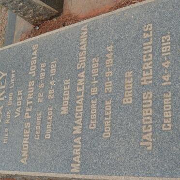 REY Andries Petrus Josias, de la 1878-1921 &amp; Maria Magdalena Susanna 1882-1944 :: DE LA REY Jacobus Hercules 1913-1930