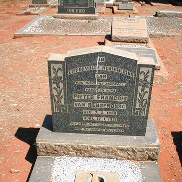 RENSENBURG Pieter Francois, van 1890-1951