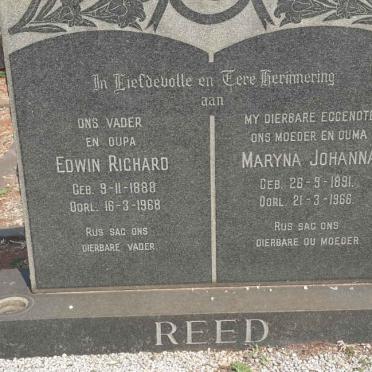 REED Edwin Richard 1888-1968 &amp; Maryna Johanna 1891-1966