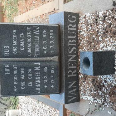 RENSBURG Johannes N.J., van 1915-1971 &amp; Petronella W.J. 1926-2011