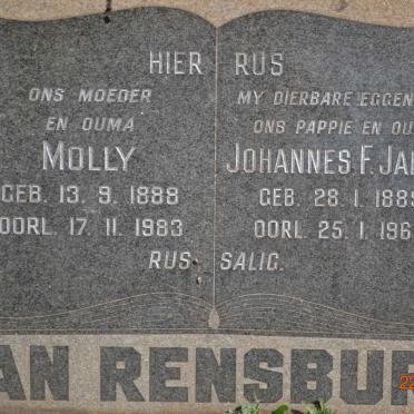 RENSBURG Johannes F. Janse, van 1889-1967 &amp; Molly 1888-1983