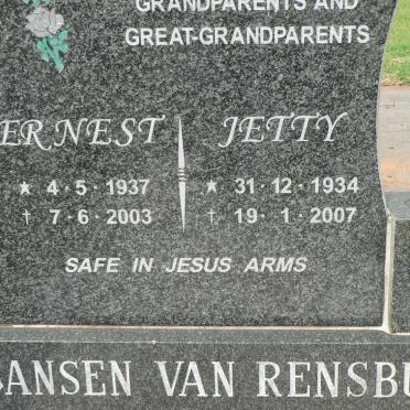 RENSBURG Ernest, Jansen van 1937-2003 &amp; Jetty 1934-2007